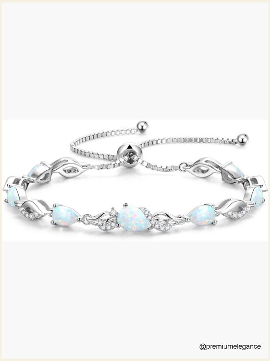 Jewelry - Sterling Silver Birthstone Teardrop Tennis Bracelet Adjustable